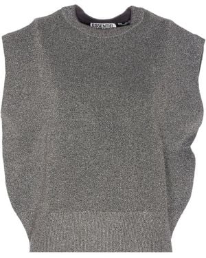 Essentiel Antwerp Rundhals-Top im Metallic-Look - Grau