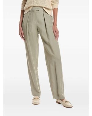 Brunello Cucinelli Pantalon Droit À Design Plissé - Natural