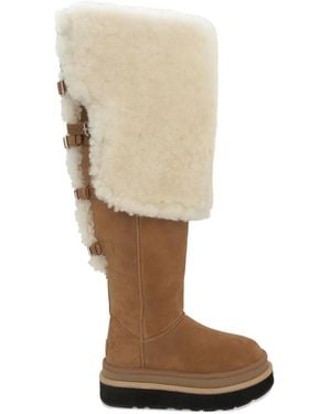 UGG X Sacai shearling buckle boots - Weiß