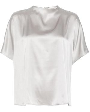 SOLOTRE Satin-Finish Short-Sleeve Top - White