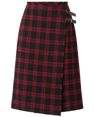 Pinko Griselina Check Wrap Midi Skirt - Purple