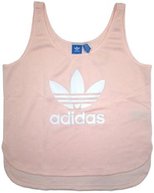 adidas Logo-Detail Curved Hem Tank Top - Pink