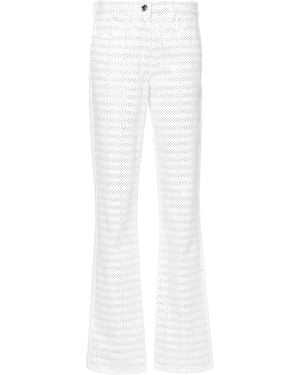 Genny Vaqueros Rectos Con Apliques De Strass - Blanco