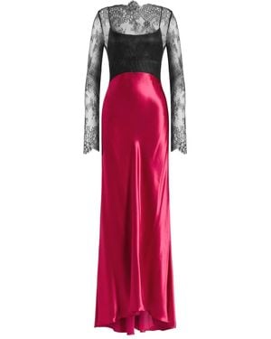 Alberta Ferretti Lace-Panel Maxi Dress - Red