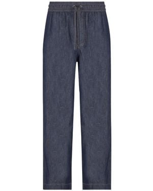 Loewe Logo-Embroidered Drawstring Pants - Blue