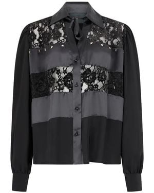 John Richmond Lace-Panelled Blouse - Black