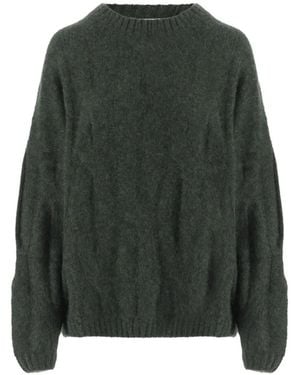 Allude Crew-Neck Long-Sleeve Sweater - Green
