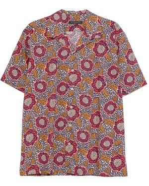 Brian Dales Floral-Print Short-Sleeve Shirt - Red