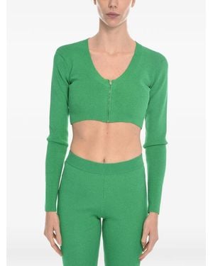 Herskind Zip-Up Cropped Cardigan - Green