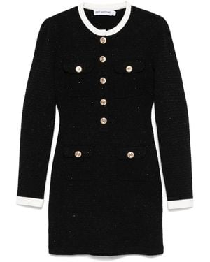 Self-Portrait Abito Corto Con Colletto A Contrasto-Donna - Nero