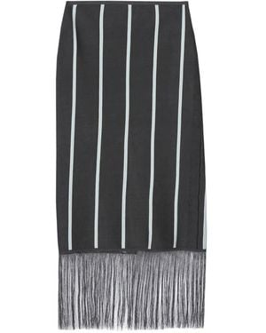 3.1 Phillip Lim Striped Fringed Midi Skirt - Black