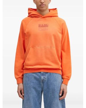 Napapijri Logo-Embroidered Hoodie - Orange
