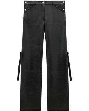 Courreges Sailor Buckle Baggy-Fit Vinyl Trousers - Black