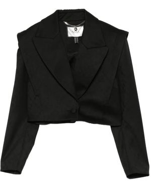 Nissa Padded-Shoulder Cropped Jacket - Black