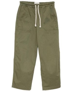 Officine Generale Drawstring-Waistband Patch-Pocket Trousers - Green