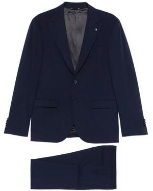 Manuel Ritz Single-Breasted Suit - Blue