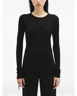 Ann Demeulemeester Geripptes Fiene Langarmshirt - Schwarz