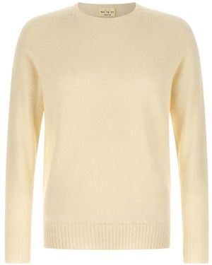 Ma'ry'ya Raglan-Sleeve Slit-Hem Sweater - White