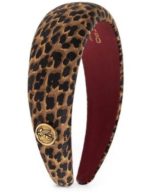 Etro Leopard-Print Padded Headband - Red