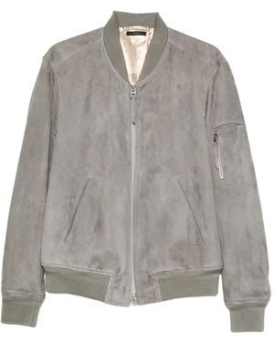 Tom Ford Suede Leather Bomber Jacket - Grey