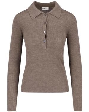 P.A.R.O.S.H. Ribbed-Knit Polo-Collar Jumper - Brown