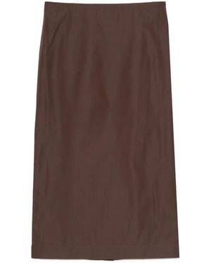 St. Agni Rear-Slit Midi Skirt - Brown