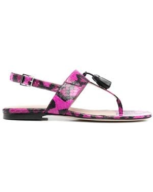 SCAROSSO Emma Snakeskin-Effect Sandals - Pink
