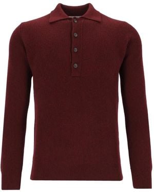 Al Duca d'Aosta Ribbed-Knit Polo Shirt - Purple