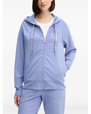 DKNY Logo Drawstring Hooded Top - Blue