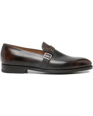 John Lobb Buckle Strap Leather Loafers - Brown