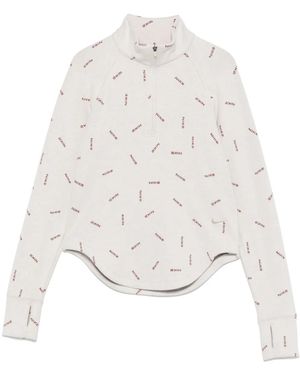 Nike Half-Zip Logo-Print Top - White