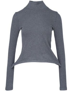 Melitta Baumeister Ribbed Peplum-Hem Jumper - Blue