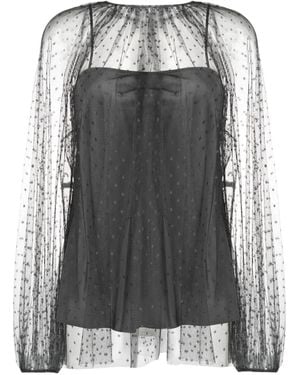 RED Valentino Polka-Dot Tulle Blouse - Black