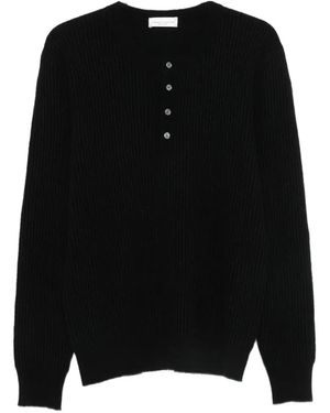 Roberto Collina Gerippter Henley-Pullover - Schwarz