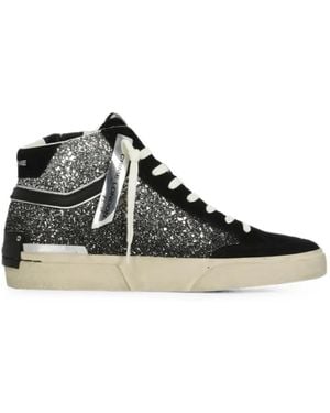 Crime London Sk8 Recut High-Top Glitter Trainers - Black
