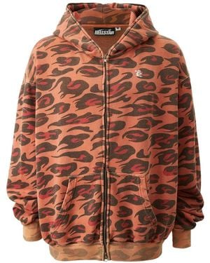 HELLSTAR Cheetah-Print Sun-Faded Hoodie - Brown