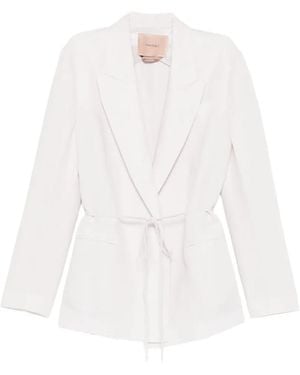 Twinset Tie Waist Blazer - White
