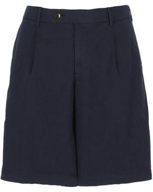 PT Torino Pleated Elasticated-Waist Shorts - Blue