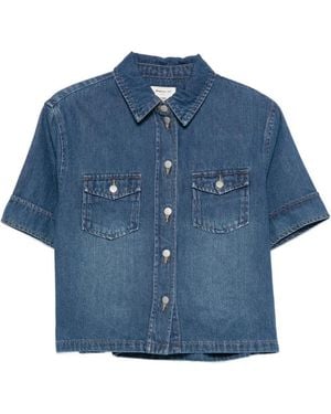 MAISON 123 Short-Sleeve Denim Shirt - Blue