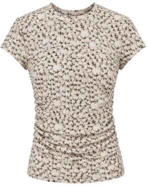 Isabel Marant Maelie Bead-Print Ruched T-Shirt - White