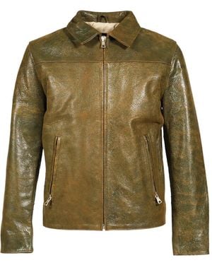 NO/FAITH STUDIOS Aged-Effect Leather Jacket - Green