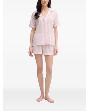 Guess Short-Sleeve Button-Down Pyjama Set - Pink
