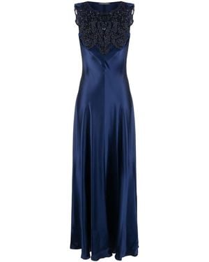 Alberta Ferretti Embellished Silk Maxi Dress - Blue