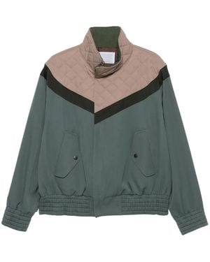 Kolor Quilted-Panel Zip-Up Jacket - Green