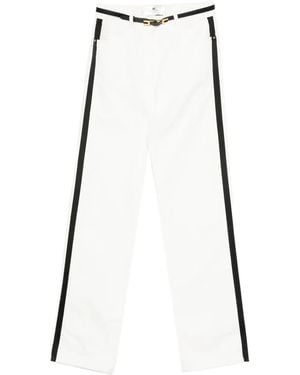 Elisabetta Franchi Side-Stripe Belted Pants - White