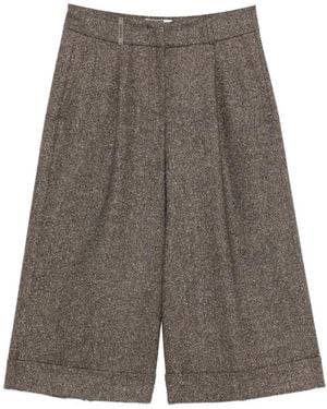 Peserico Pleated-Front Cropped Tailored Pants - Gray