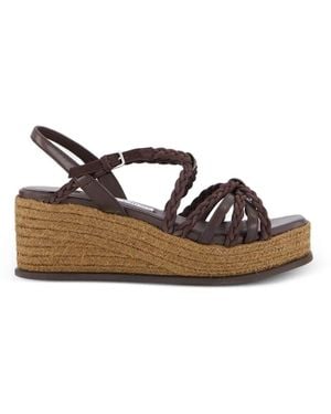 Jimmy Choo Nyra Braided-Leather Wedge-Heel Sandals - Brown