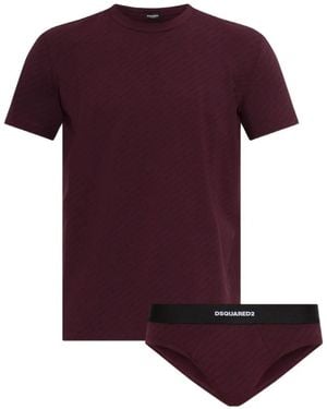 DSquared² Logo-Print Underwear Set - Purple