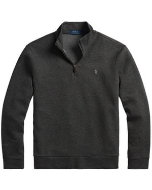 Polo Ralph Lauren Quarter-Zip Embroidered-Logo Jumper - Black