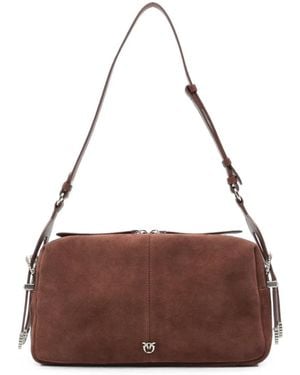Pinko Love Birds Buckle-Detail Shoulder Bag - Brown